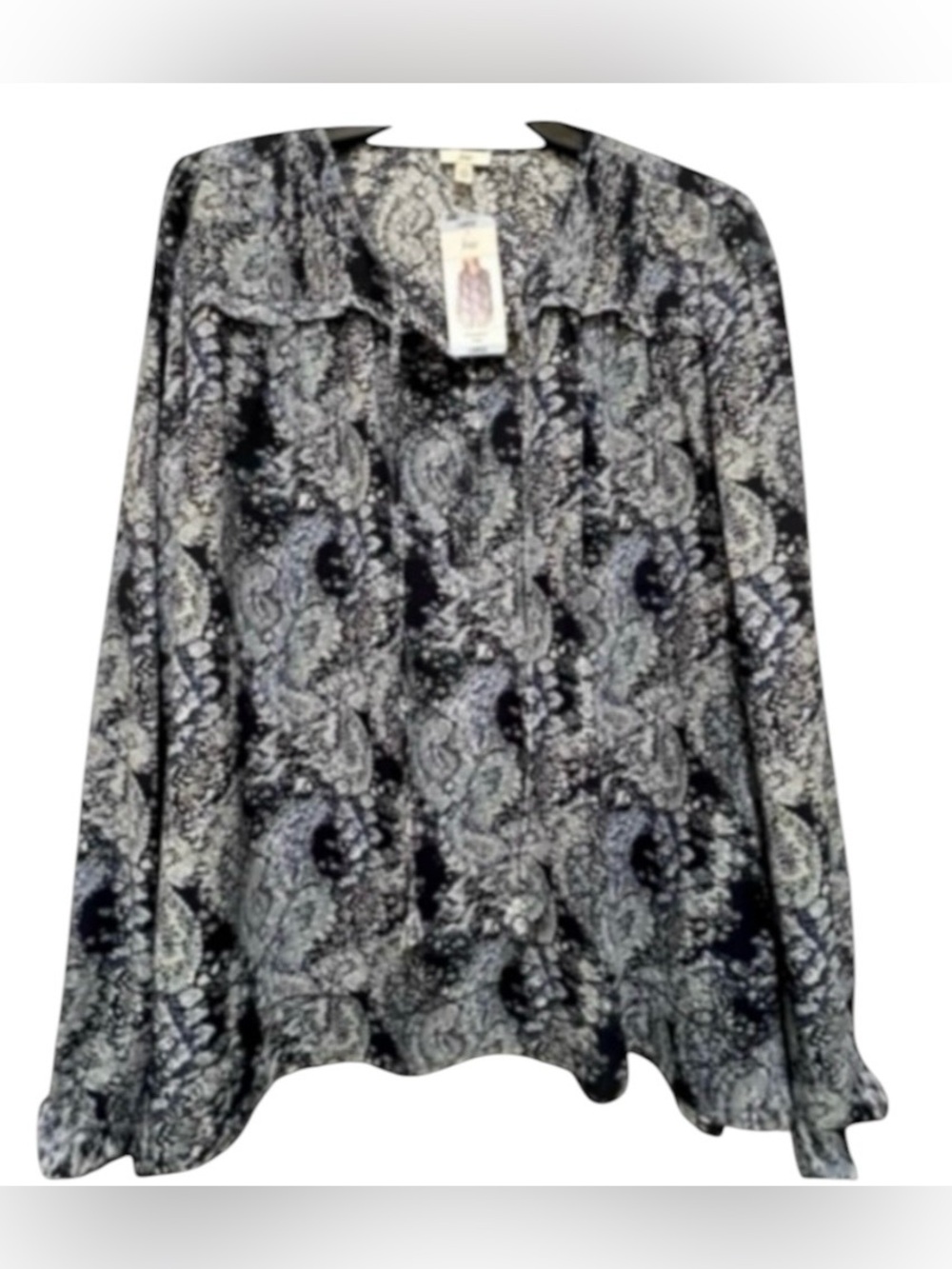 NWT Joie Parisian women’s Large long sleeve paisley blue peasant blouse